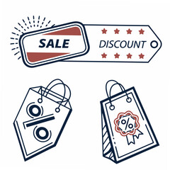 Sale discount tags shopping bags professional design elements