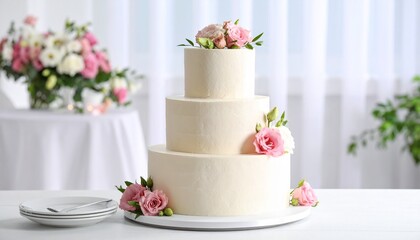 wedding cake with flowers