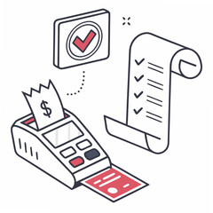 Professional pos system illustration, clean cutout, transparent background