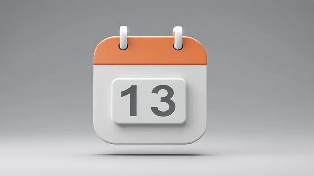 3D calendar icon with an orange top, floating against a neutral background, ideal for digital applications