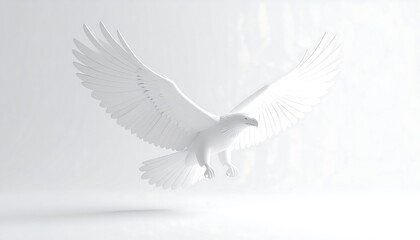 Fototapeta premium Stylized 3D Eagle Landing in Glossy Plastic Finish on Pure White Background with Dynamic Lighting