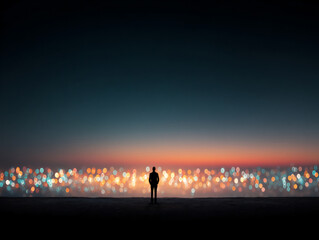 Fototapeta premium abstract lawyer silhouette city lights confident.