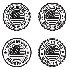 Made in the USA labels, A Set of Made in the USA logos, and a Collection of Made in the USA Badges.