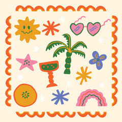 SUMMER PATTERN with changeable colors, illustration suitable for fabric printing needs