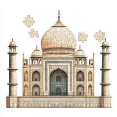 Obraz premium Taj mahal puzzle isolated on transparent background