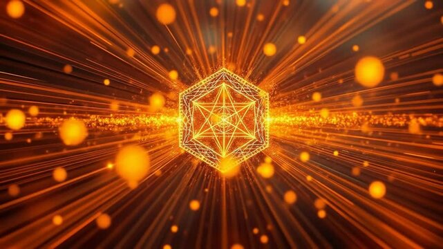 Golden Radiance: A Dazzling Display of Geometric Brilliance and Light Beams