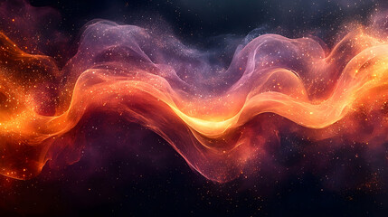 Ethereal, swirling plasma-like energy in vibrant hues of orange, red, and purple against a dark, starry background