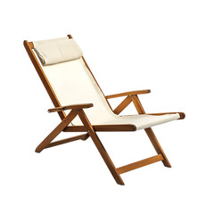Contemporary Reclining Wooden Beach Chair with a Sl Isolated on Transparent Background