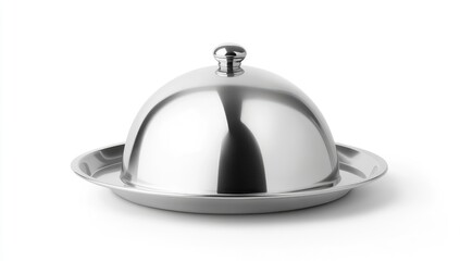 Obraz premium Polished silver dome cover on a plate