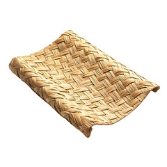 Minimalist Woven Straw Beach Mat Isolated on Transparent Background