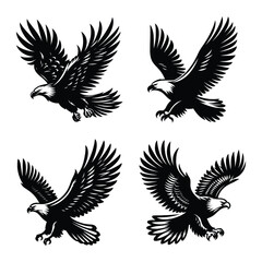 Eagle bird set bundle vector silhouette illustration isolated on a white background