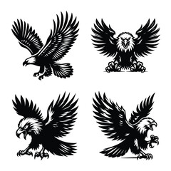 Eagle bird set bundle vector silhouette illustration isolated on a white background