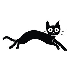 A cute black cat silhouette vector illustration shows a feline animal
