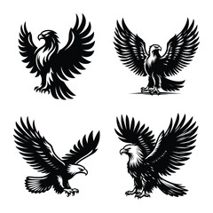 Eagle bird set bundle vector silhouette illustration isolated on a white background