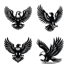 Eagle bird set bundle vector silhouette illustration isolated on a white background