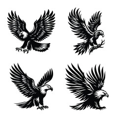Eagle bird set bundle vector silhouette illustration isolated on a white background