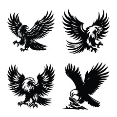 Eagle bird set bundle vector silhouette illustration isolated on a white background