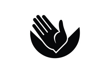 Black silhouette of a hand waving hello gesture