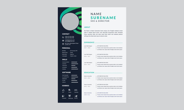 Corporate and professional resume curriculum template design