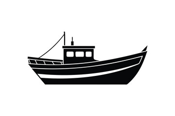 Fishing boat silhouette icon vector illustration