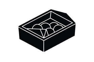 Black silhouette of boxed japanese sweets mochi
