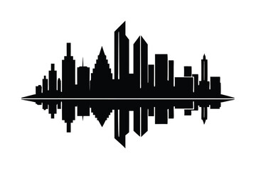 Fototapeta premium Cityscape silhouette reflection modern urban skyline