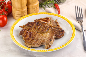 Grilled pork neck sirloin steak