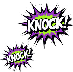 Vibrant Knock Comic Book Speech Bubbles Design Element for Graphic Design Projects