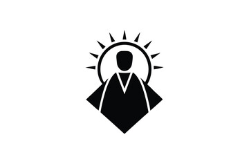 Radiant silhouette person icon business success symbol