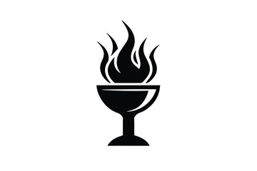 Fiery chalice silhouette burning flame design