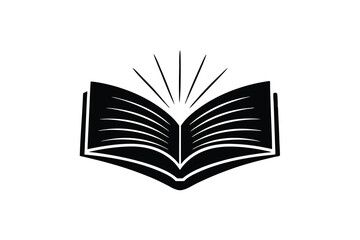 Open book silhouette with radiant light knowledge wisdom