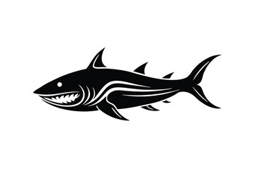 Powerful shark silhouette ocean predator aquatic animal