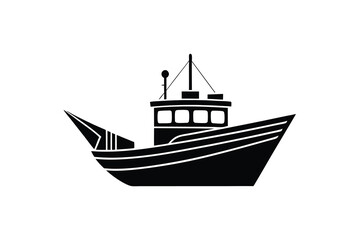 Fishing boat silhouette icon maritime vessel graphic