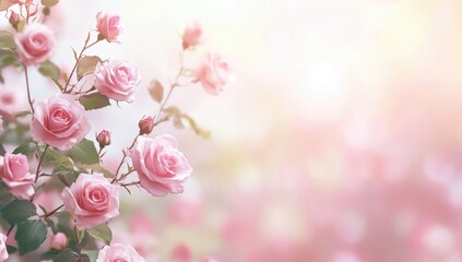 Delicate pink roses in soft light