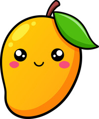 Smiling mango fruit vector with cute expression and bright design for kids cartoon or learning materials