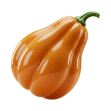 Vibrant 3D Zephyr Squash with Ribbed Texture and Green Stem