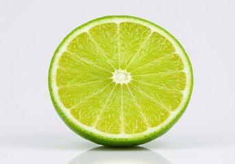 Half lime slice isolated on white background