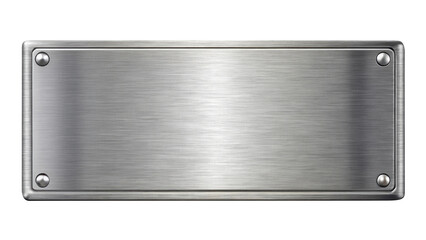 silver shiny blank metal nameplate isolated on transparent white background, clipping path