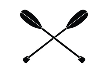Crossed kayak paddles silhouette water sport icon