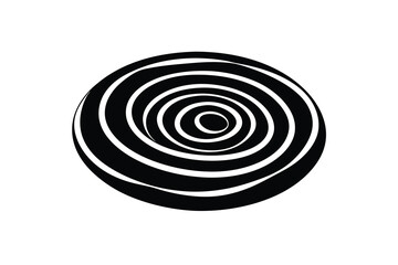 Abstract black and white concentric circles silhouette design