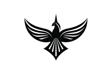 Majestic black bird silhouette wings spread soaring high