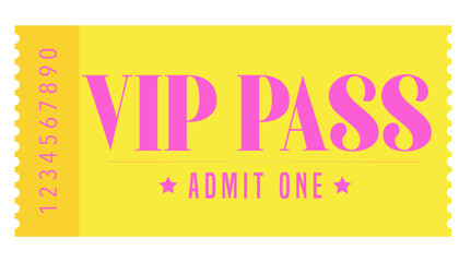 Vip pass, Admit one ticket, Ticket