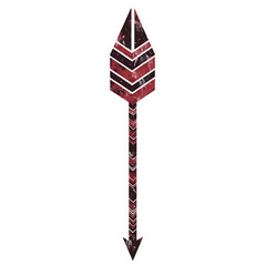 Abstract Arrow with Layered Motifs in Deep Maroon Isolated on Transparent Background
