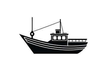 Fishing boat silhouette icon vector illustration