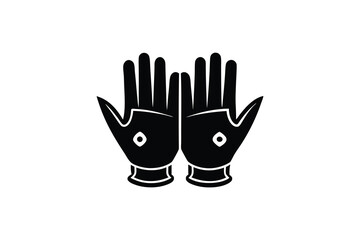 Black silhouette of a pair of gloves hands up
