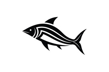 Stylized black fish silhouette aquatic animal design