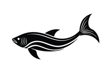 Stylish black fish silhouette aquatic animal design