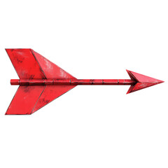 Bold Arrow with a Striking Profile in Ruby Red Color Isolated on Transparent Background
