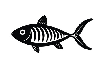 Black silhouette of a striped fish aquatic animal