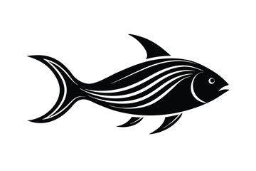 Stylish black silhouette of a fish aquatic animal design